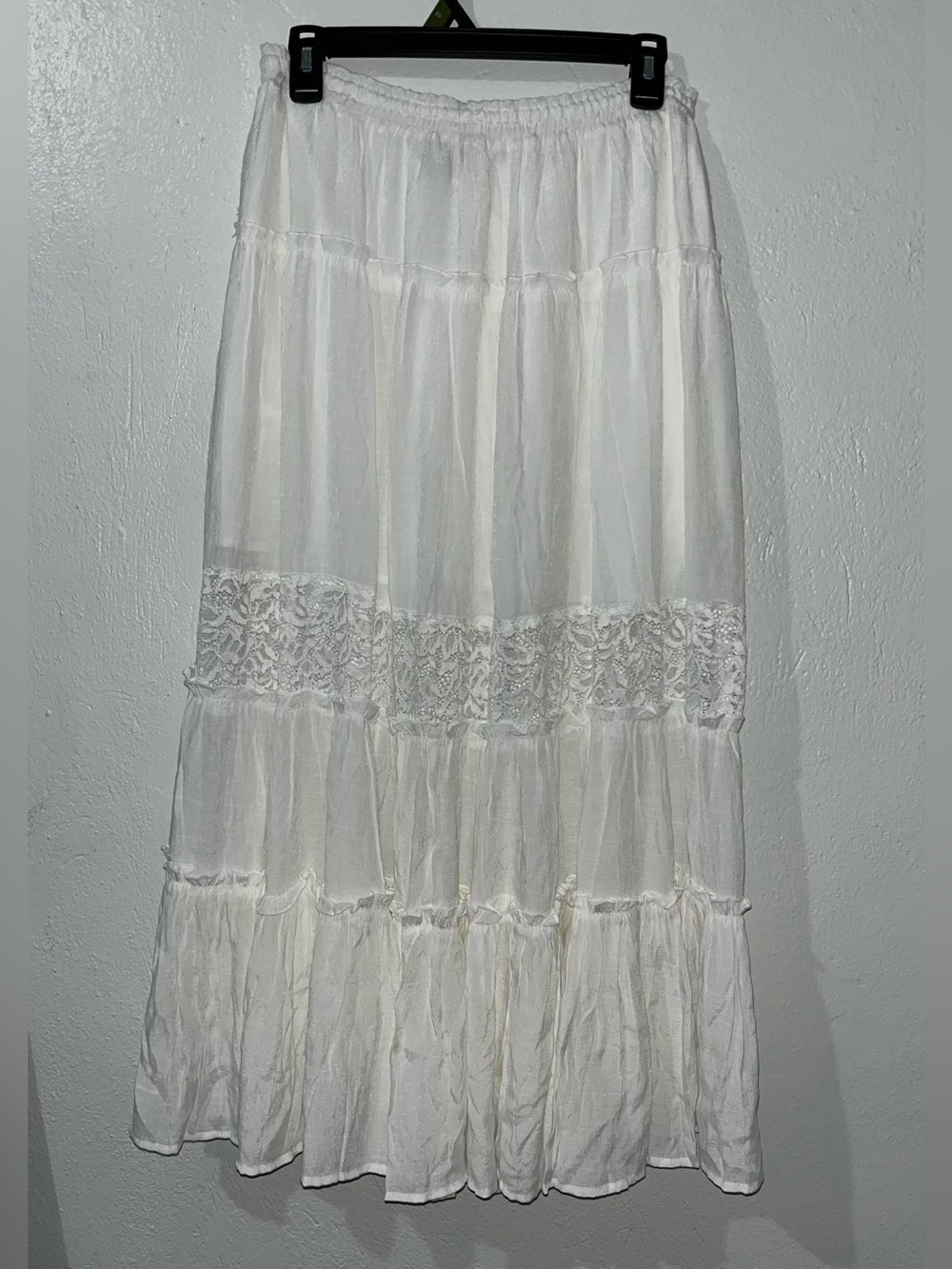 NWT Scarlet Darkness White Boho Maxi Skirt Flowy Lace Renaissance Pockets, M - Picture 4 of 8